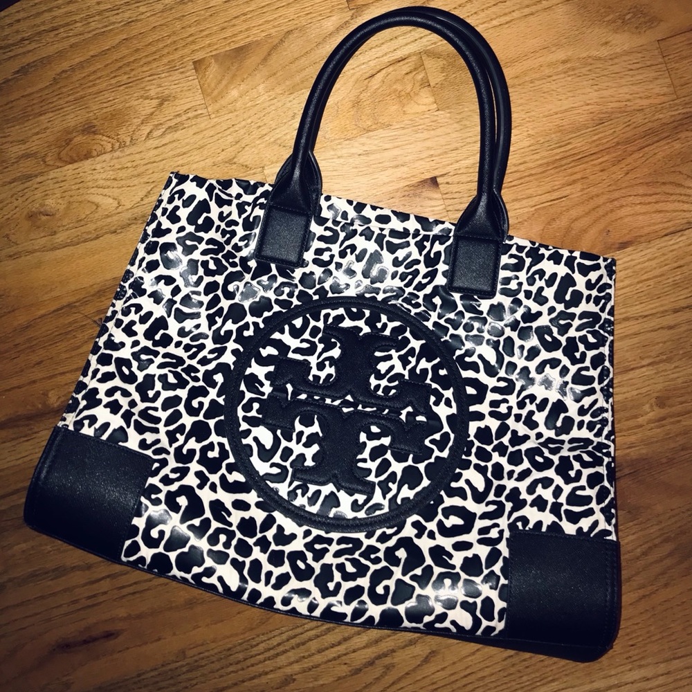 Rare Tory Burch Large Ella leopard print tote